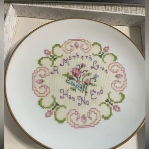 Floral Decorative Plate with Gold Trim